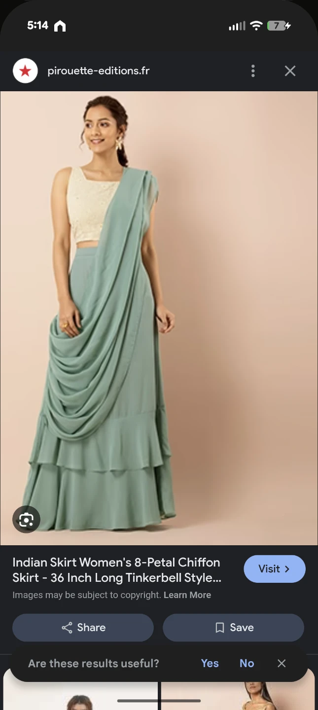 Indian Skirt Women's 8-Petal Chiffon Skirt - Sage Green - photo 2