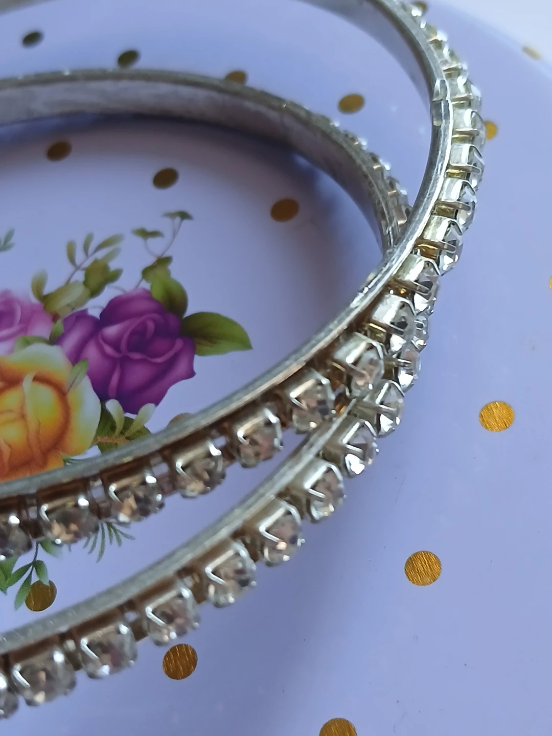 Rhinestone Silver Bangle Bracelet