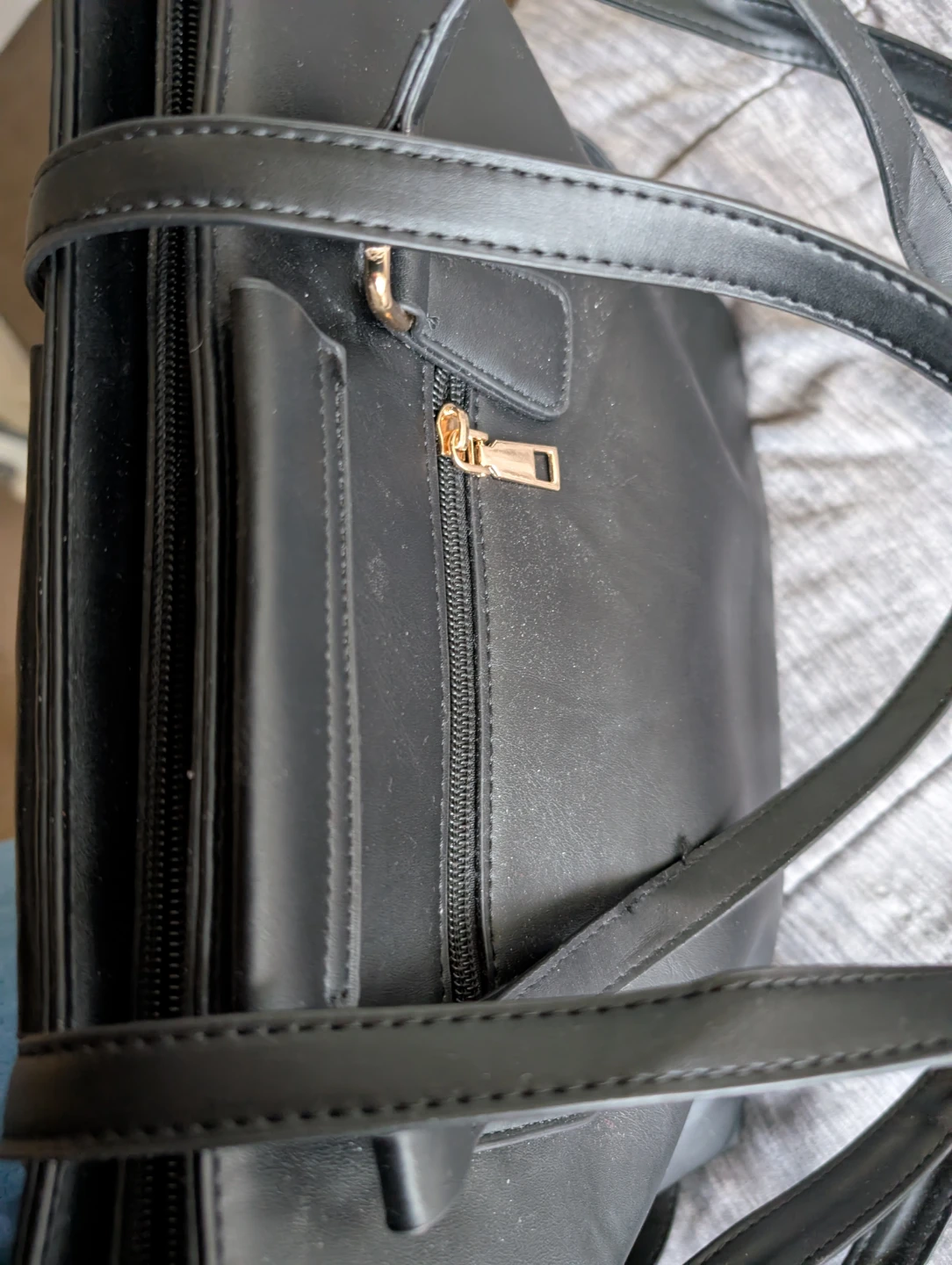 Grey Tote Bag with Gold Accents - photo 3