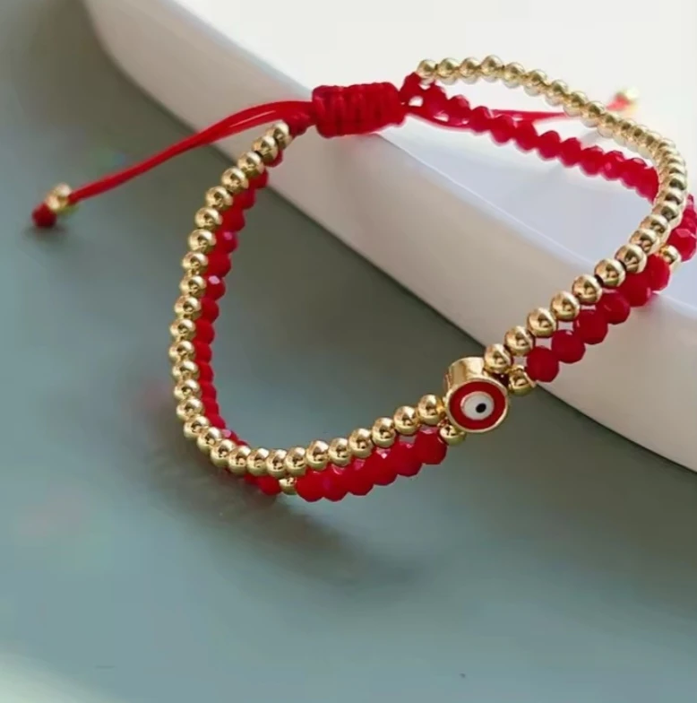Red Beaded Evil Eye Bracelet - photo 2