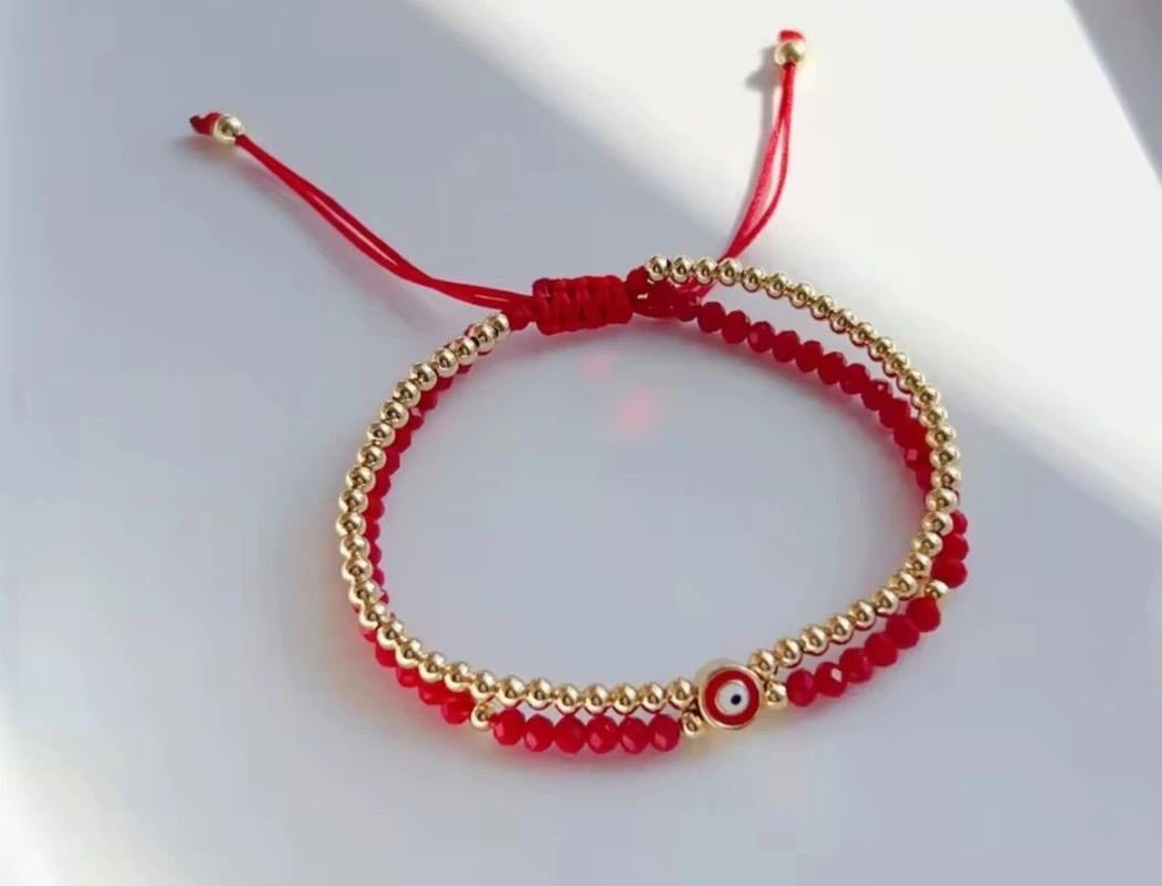 Red Beaded Evil Eye Bracelet - photo 3