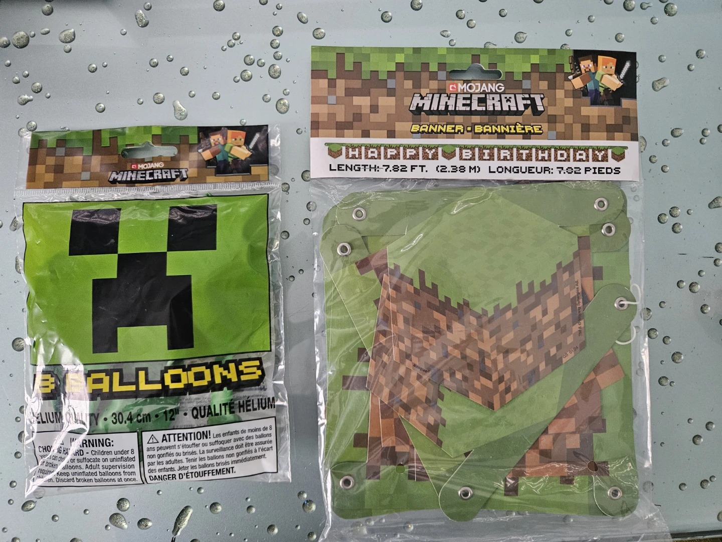 Minecraft Creeper Balloons & Happy Birthday Banner