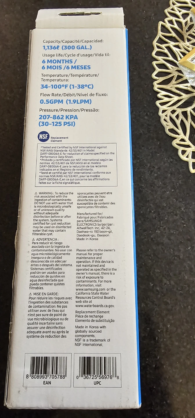 Samsung Water Filter HAF-CIN/EXP DA97-00020B - photo 3