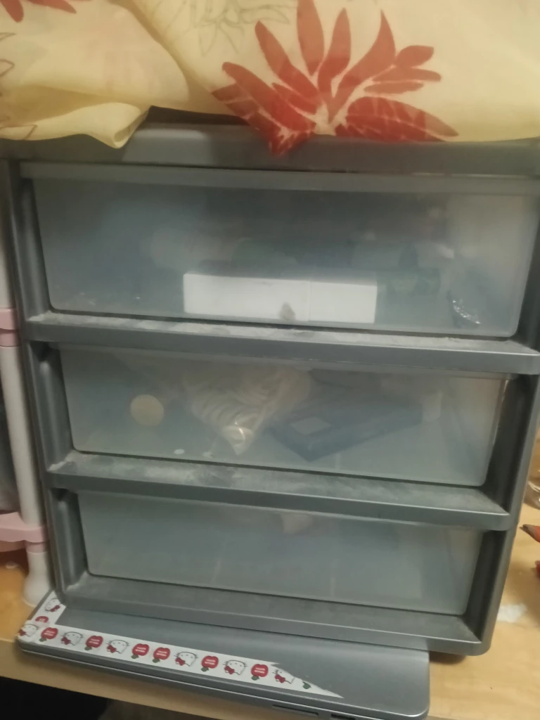 Grey Plastic Storage Drawer Unit