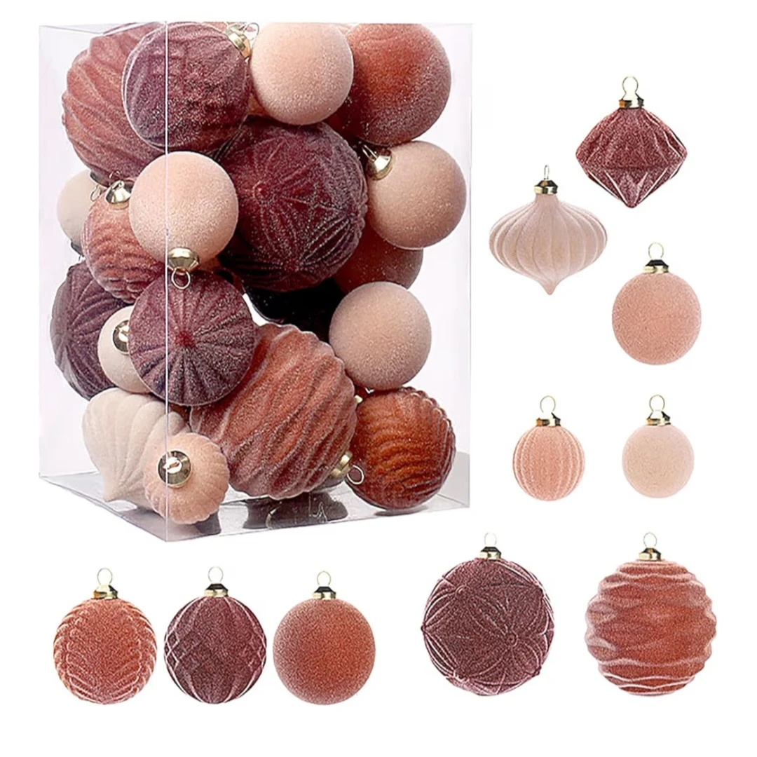 35pcs Velvet Christmas Ornaments - New in Box