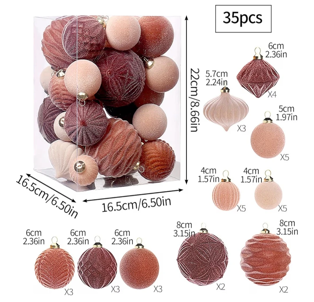 35pcs Velvet Christmas Ornaments - New in Box - photo 4