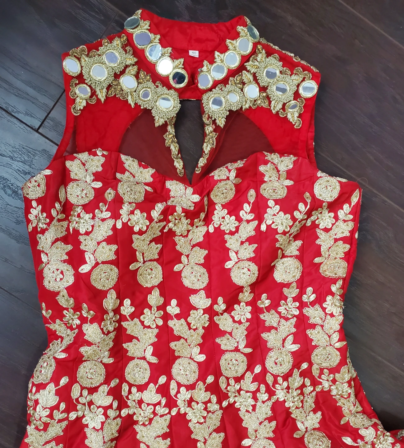 Red & Gold Embroidered Dress - photo 3