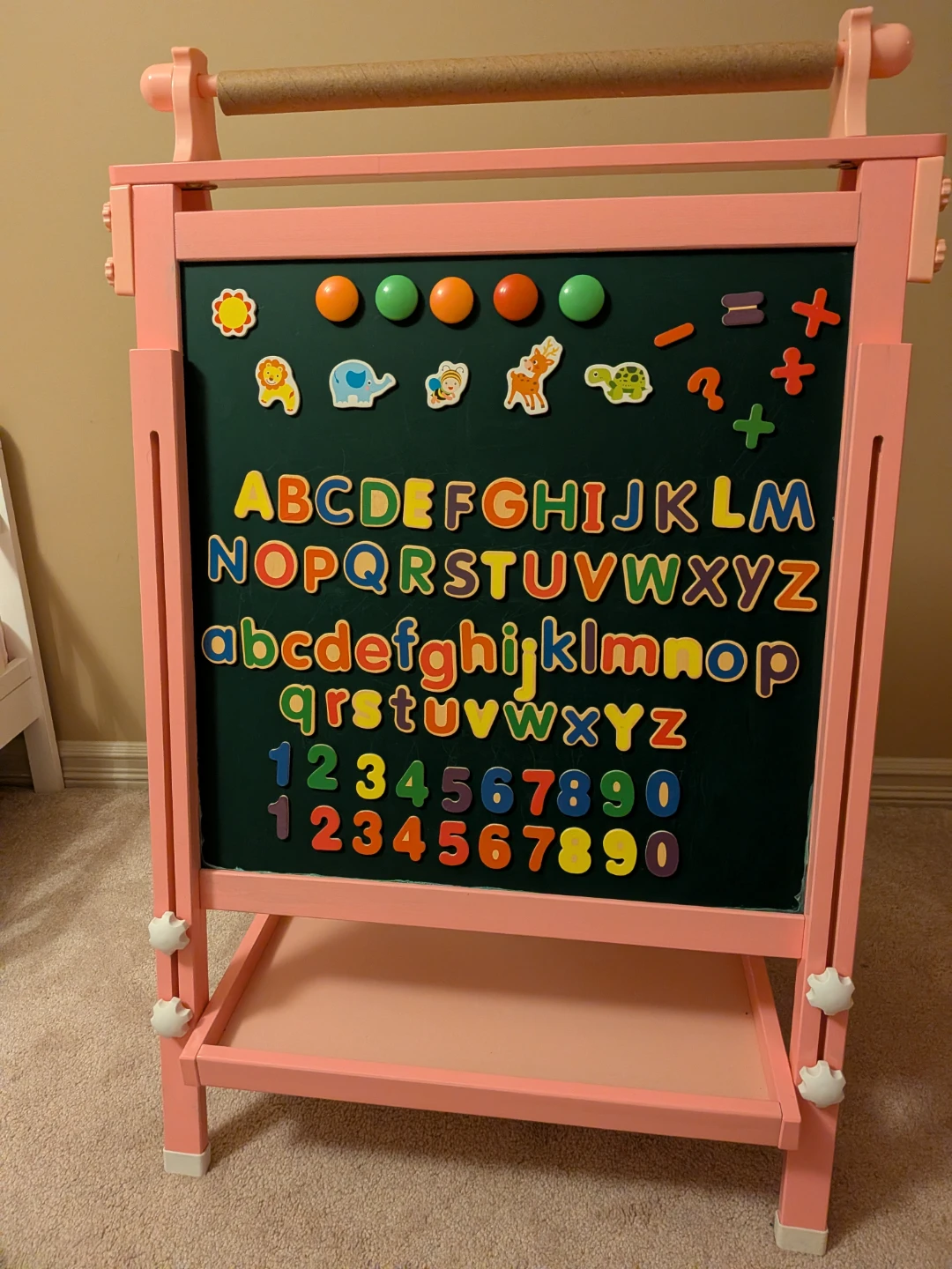 Kids Wooden Art Easel Double-Sided Whiteboard and Chalkboard