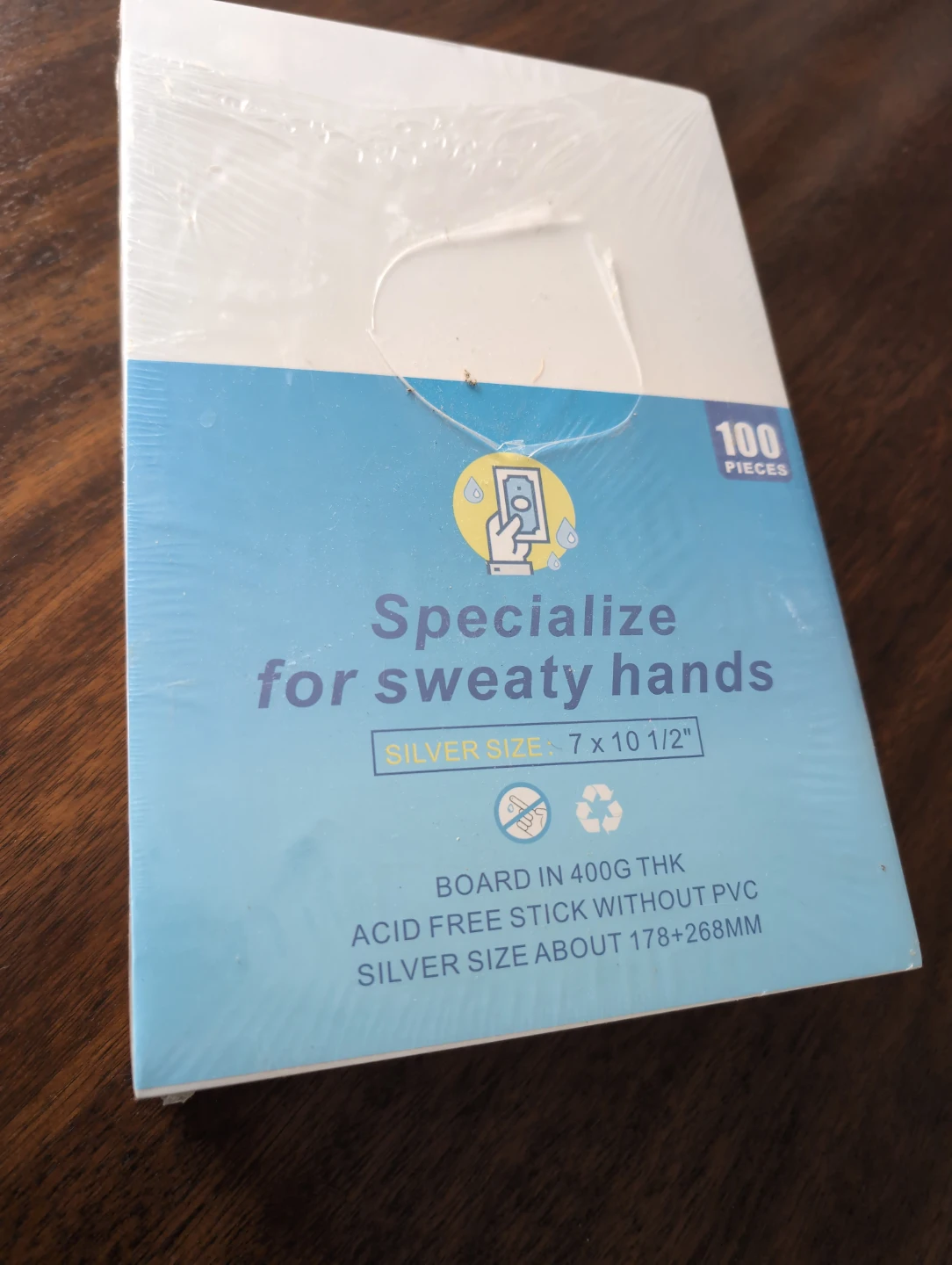 100 Pieces Specialize for Sweaty Hands Silver Board 7 x 10 1/2"