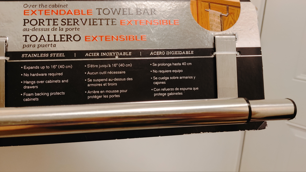 Extendable Over Cabinet Towel Bar - New - photo 3