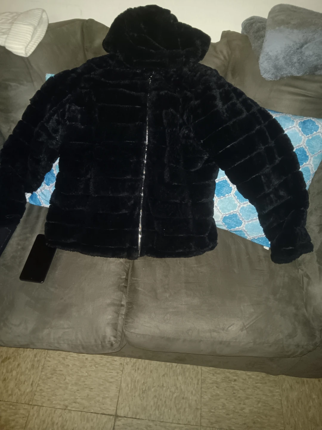 Black Faux Fur Hooded Jacket