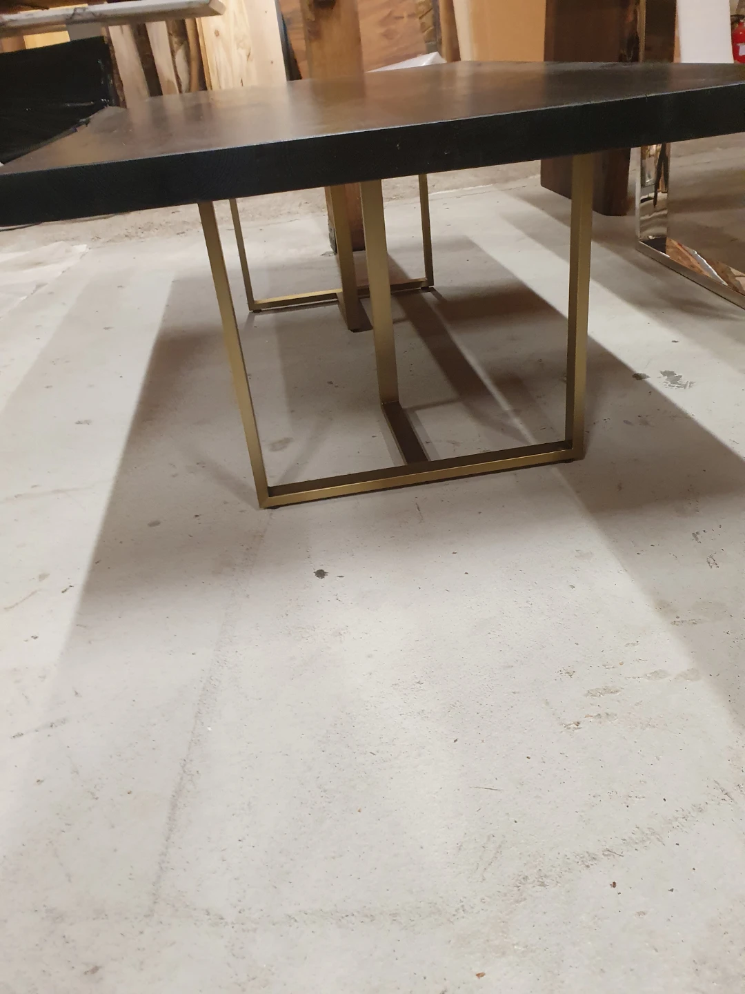 Dark Wood Coffe Table with Gold Metal Legs - photo 2