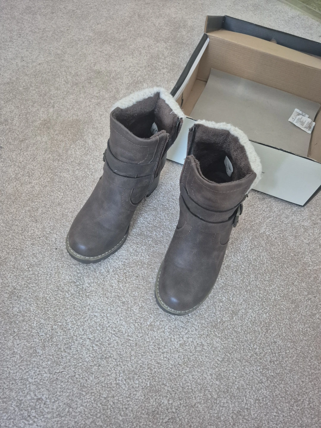 Brown Heeled Ankle Boots, Size 5