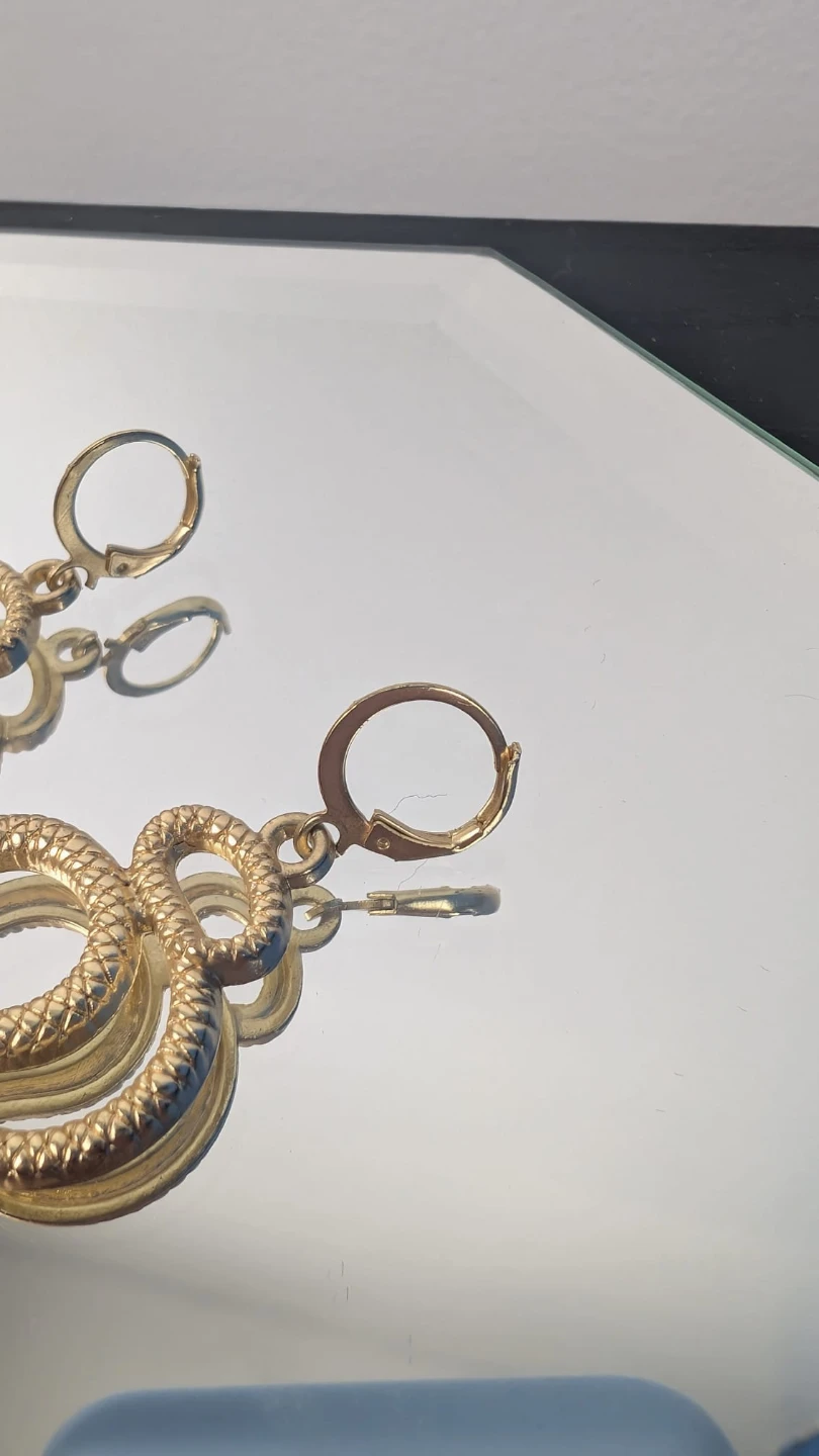 Gold tone Snake Earrings with Rhinestones - photo 4