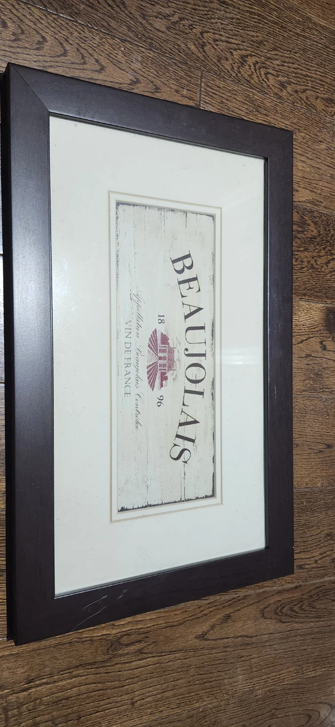 Framed Beaujolais Wine Print 8x14 in.