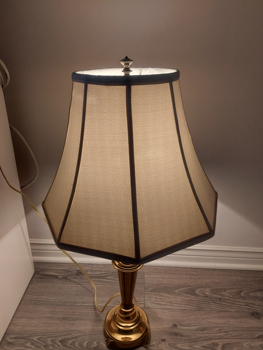 Brass Table Lamp with Beige Shade - photo 2