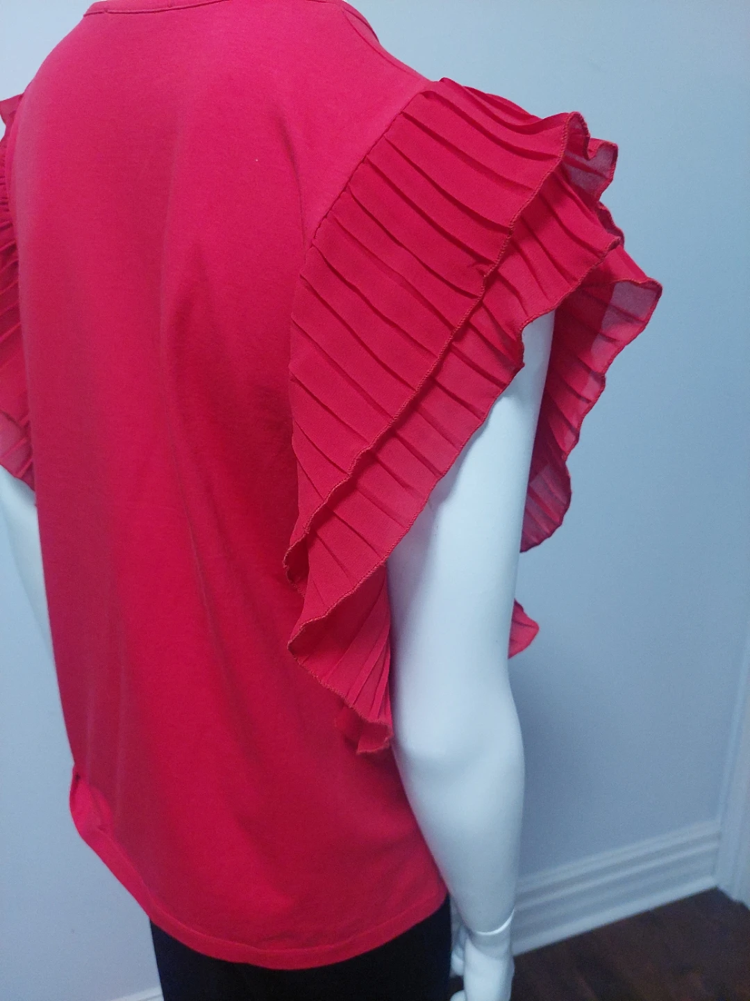 New - Red  Scusi Ruffle Sleeve Top Large 🥕 - photo 5