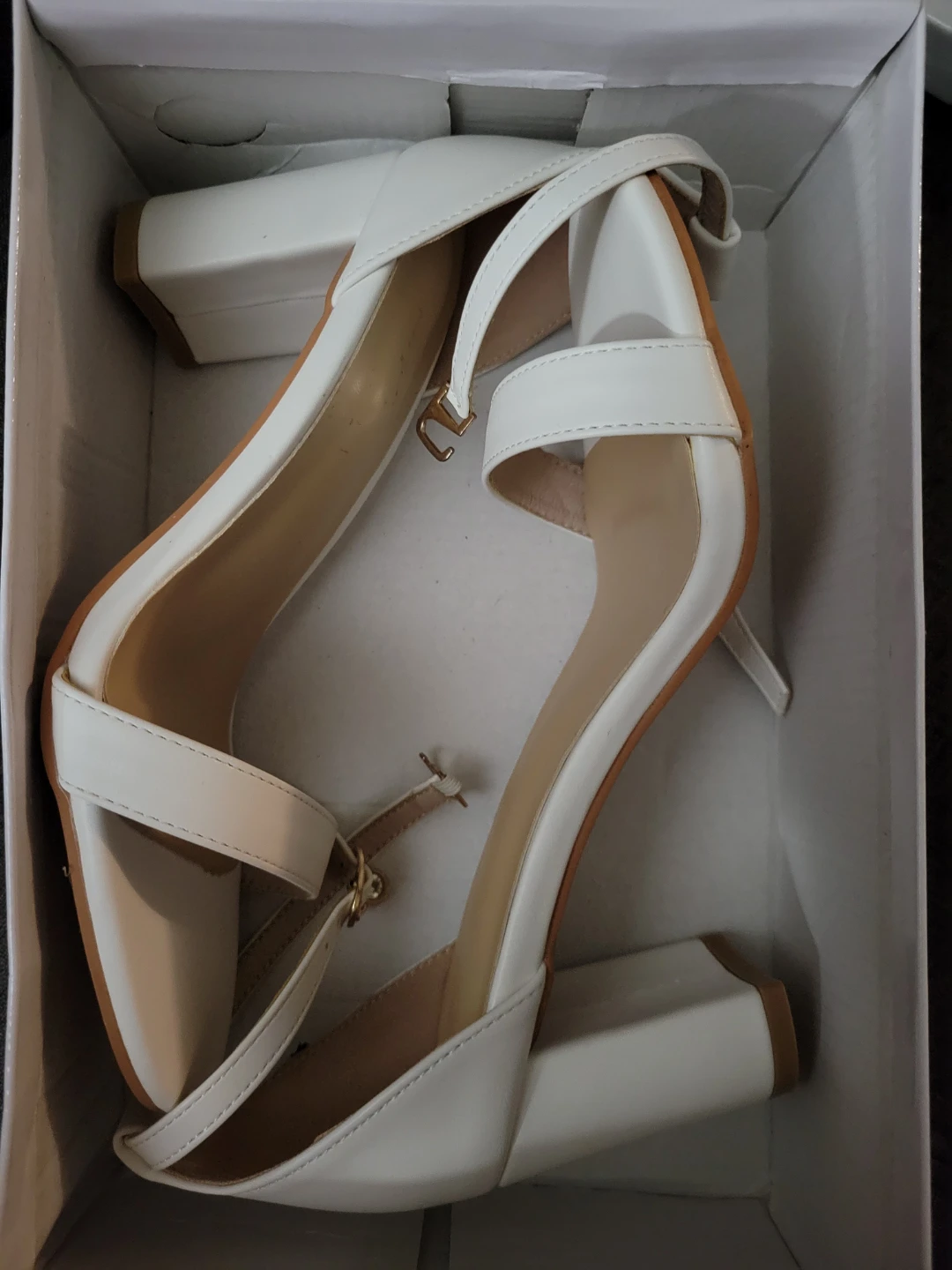 White Block Heel Sandals