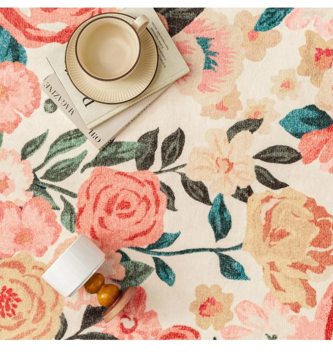 Beige Floral Area Rug 8x10