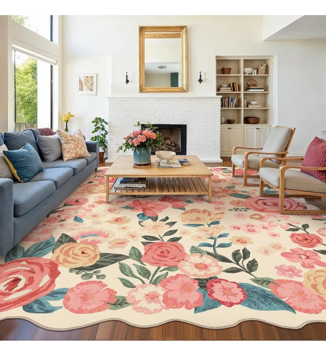 Beige Floral Area Rug 8x10 - photo 3