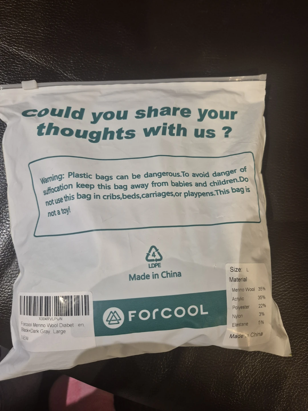 ❤️Forcool Merino Wool Diabetic Socks - Size L - photo 4
