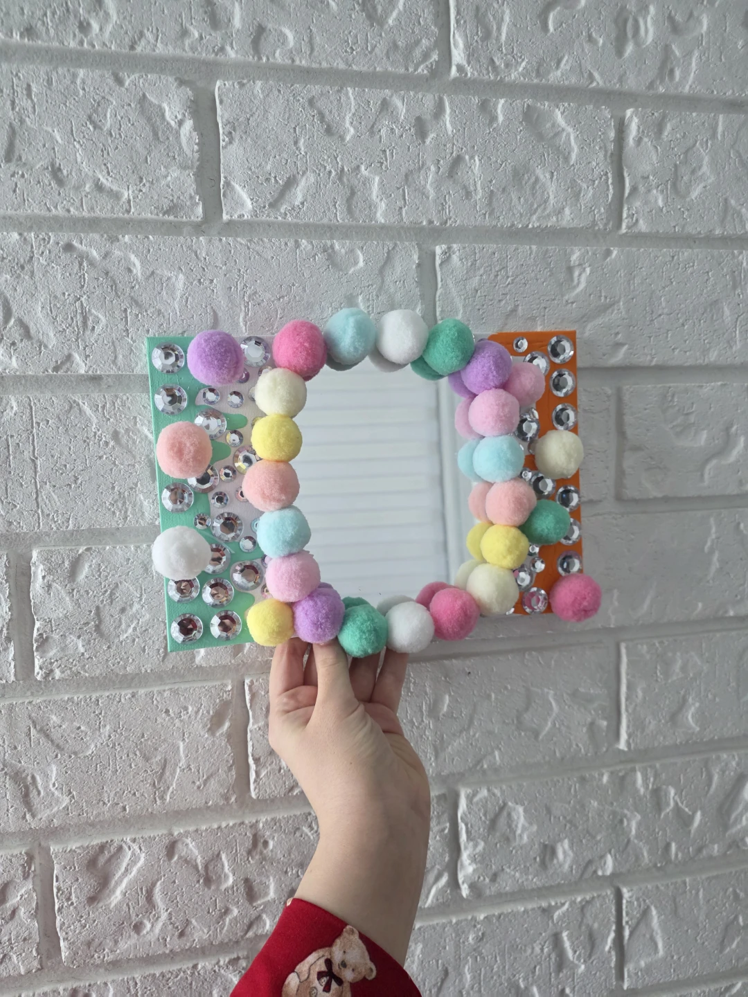 Crafted Pom Pom and Gem Mirror