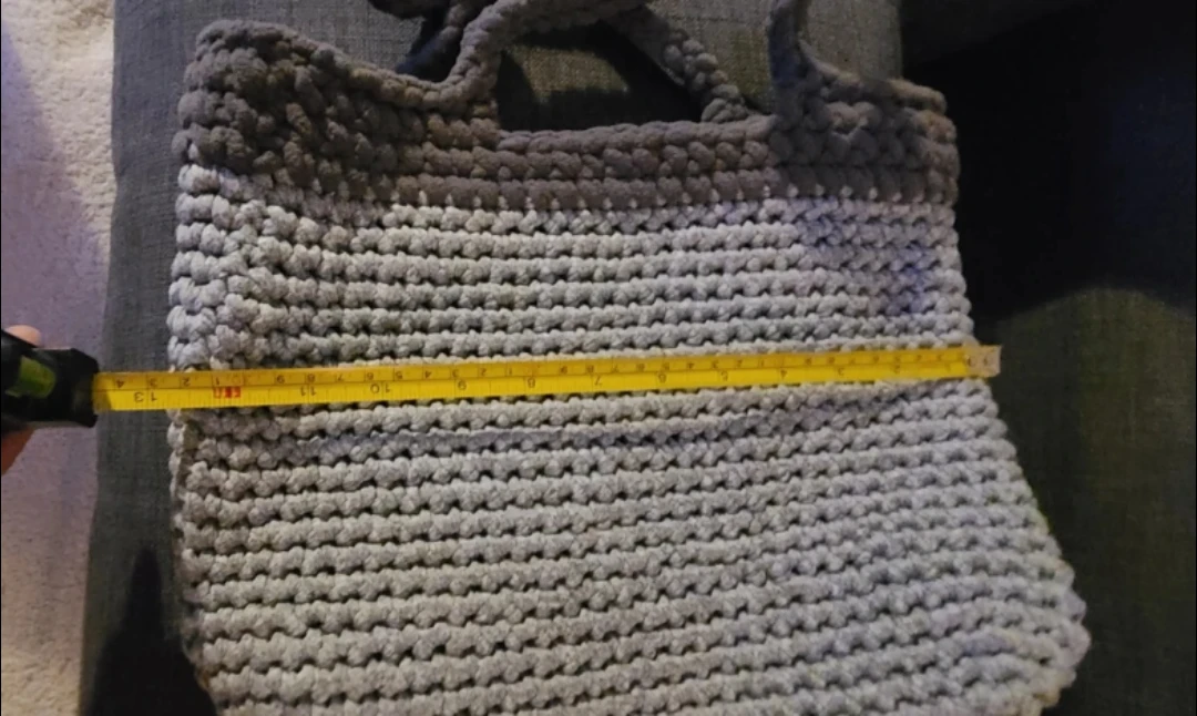 Handmade Crocheted Grey Tote Bag - photo 3