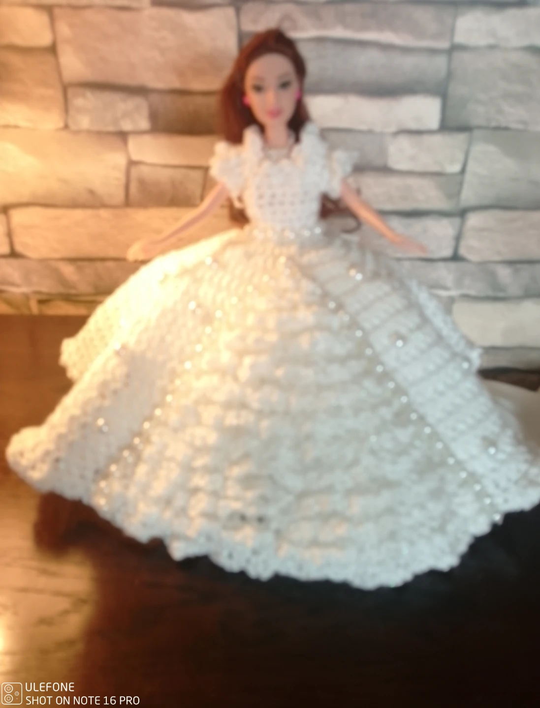 Crocheted Doll Dress with Pearls