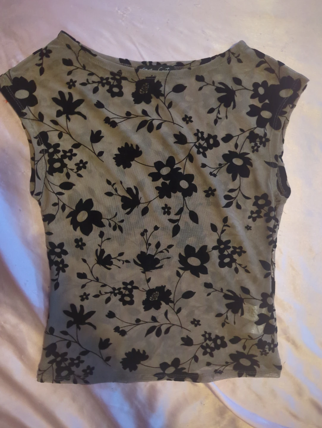 Floral Print Mesh Top