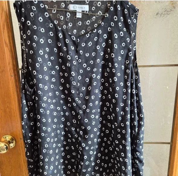 Cristina B Black Patterned Sleeveless Top XXL - photo 4