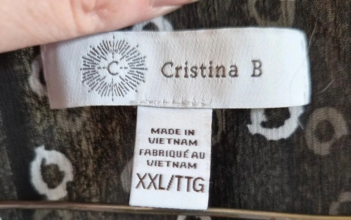 Cristina B Black Patterned Sleeveless Top XXL - photo 5