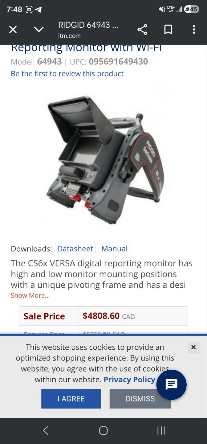 RIDGID 64943 Reporting Monitor with Wi-Fi