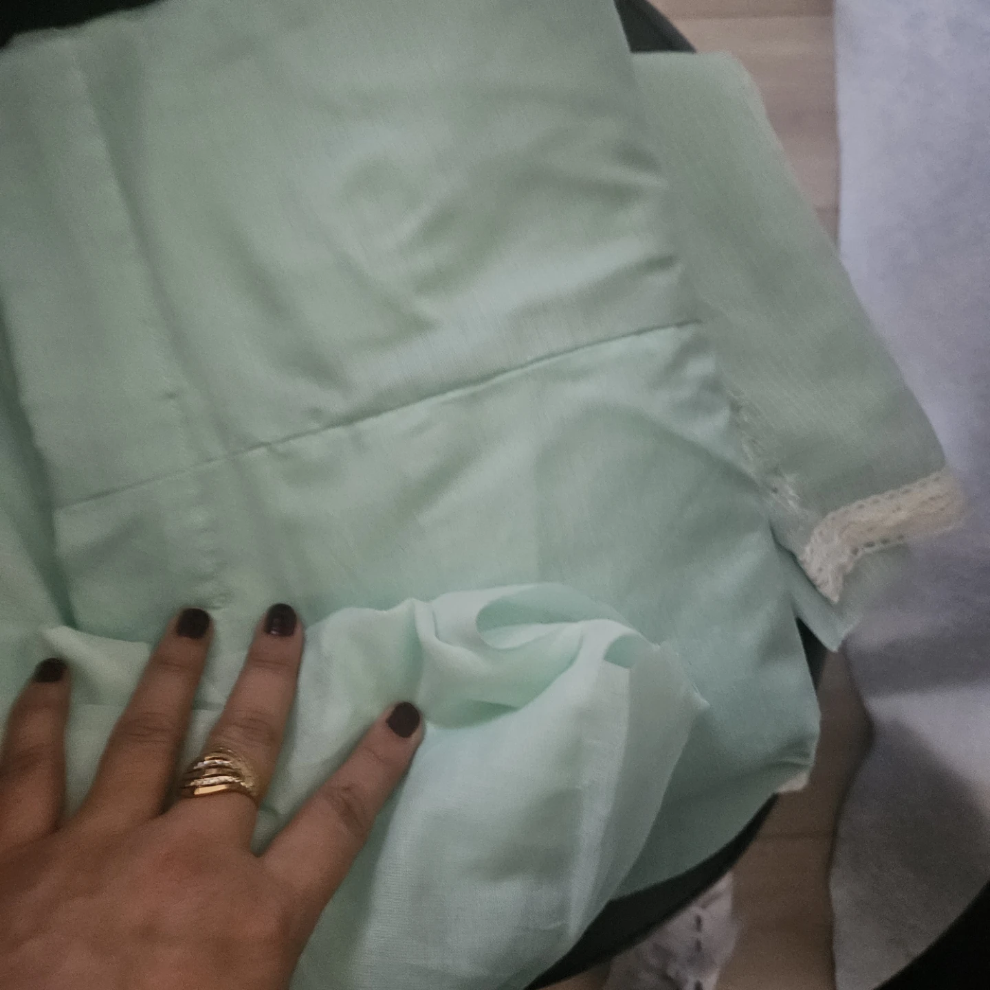 Light Green Dress with Lace Detail