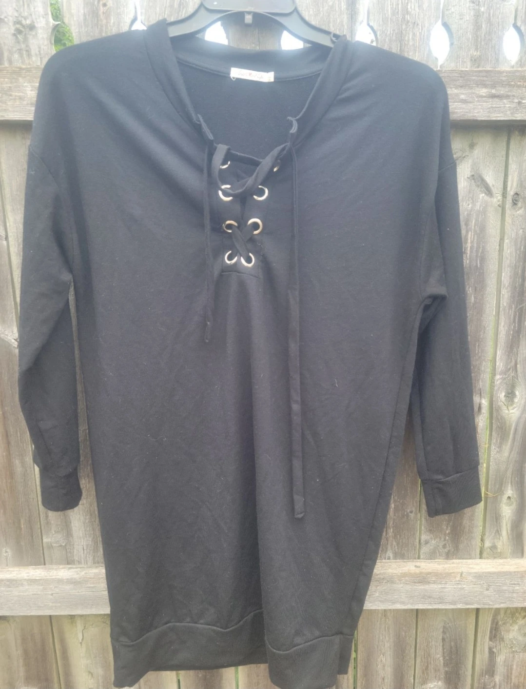Heart & Hips Black Lace-Up Sweatshirt Dress Size M