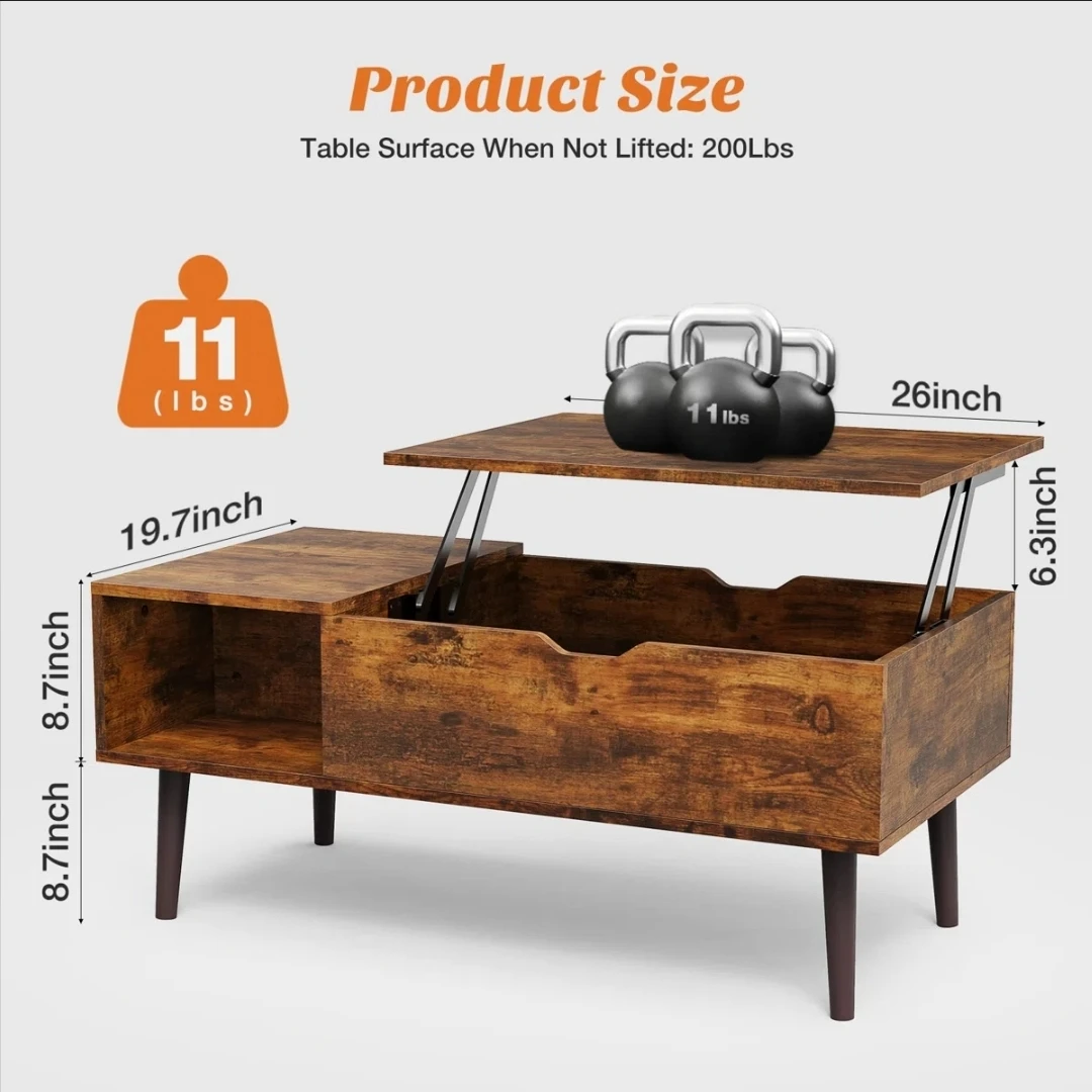 Lift Top Coffee Table with Hidden Compartment - photo 5