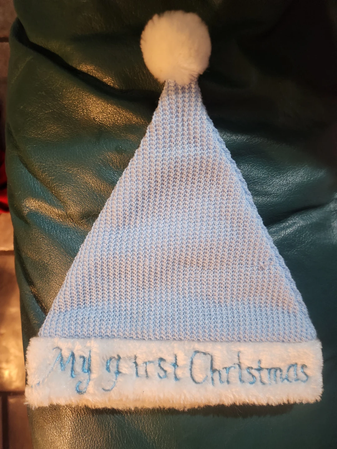 Baby's First Christmas Hat - Light Blue