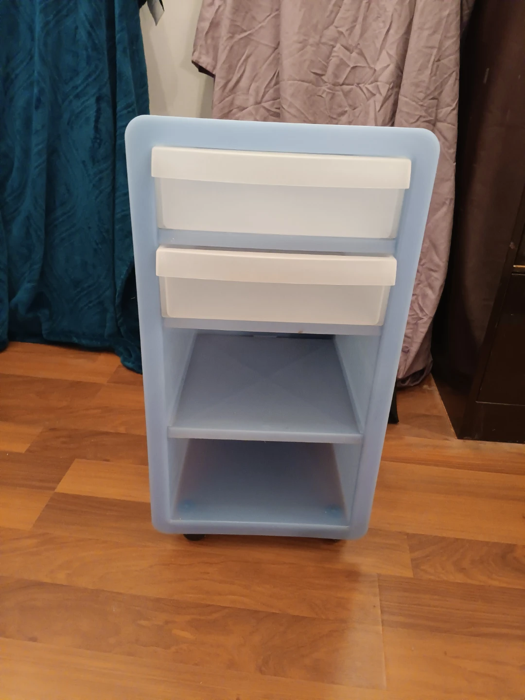 Light Blue Plastic Storage Cart