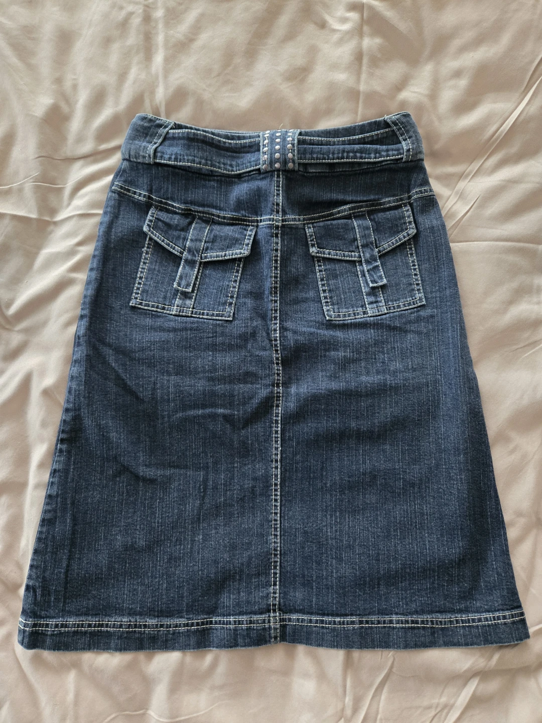Denim A-Line skirt with decorative detailing - photo 2