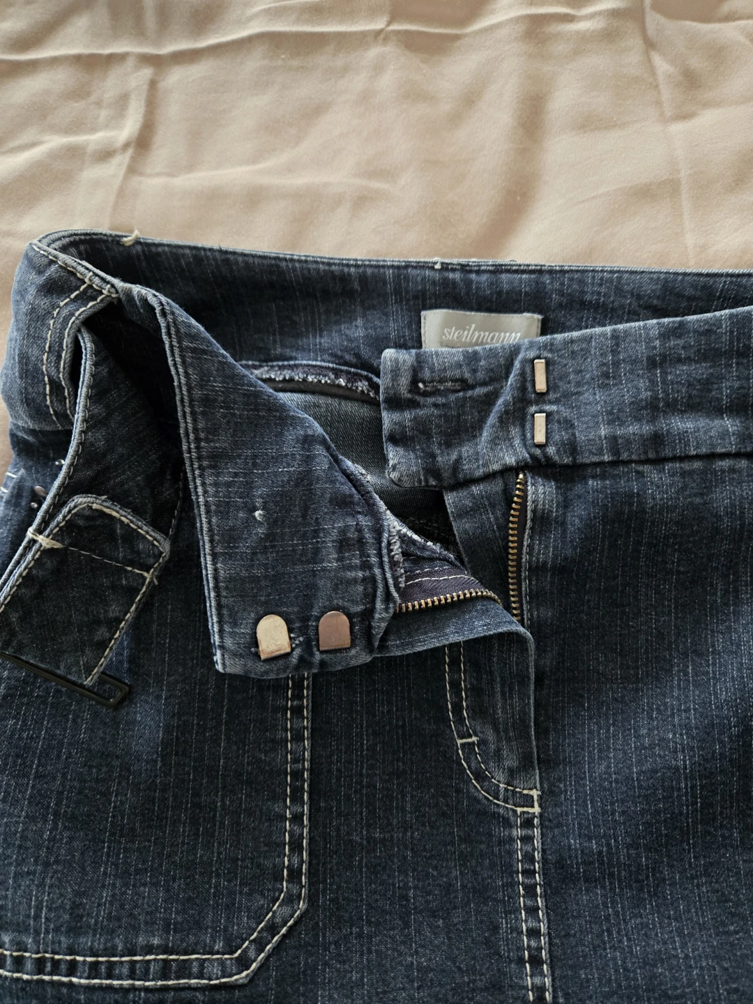 Denim A-Line skirt with decorative detailing - photo 4