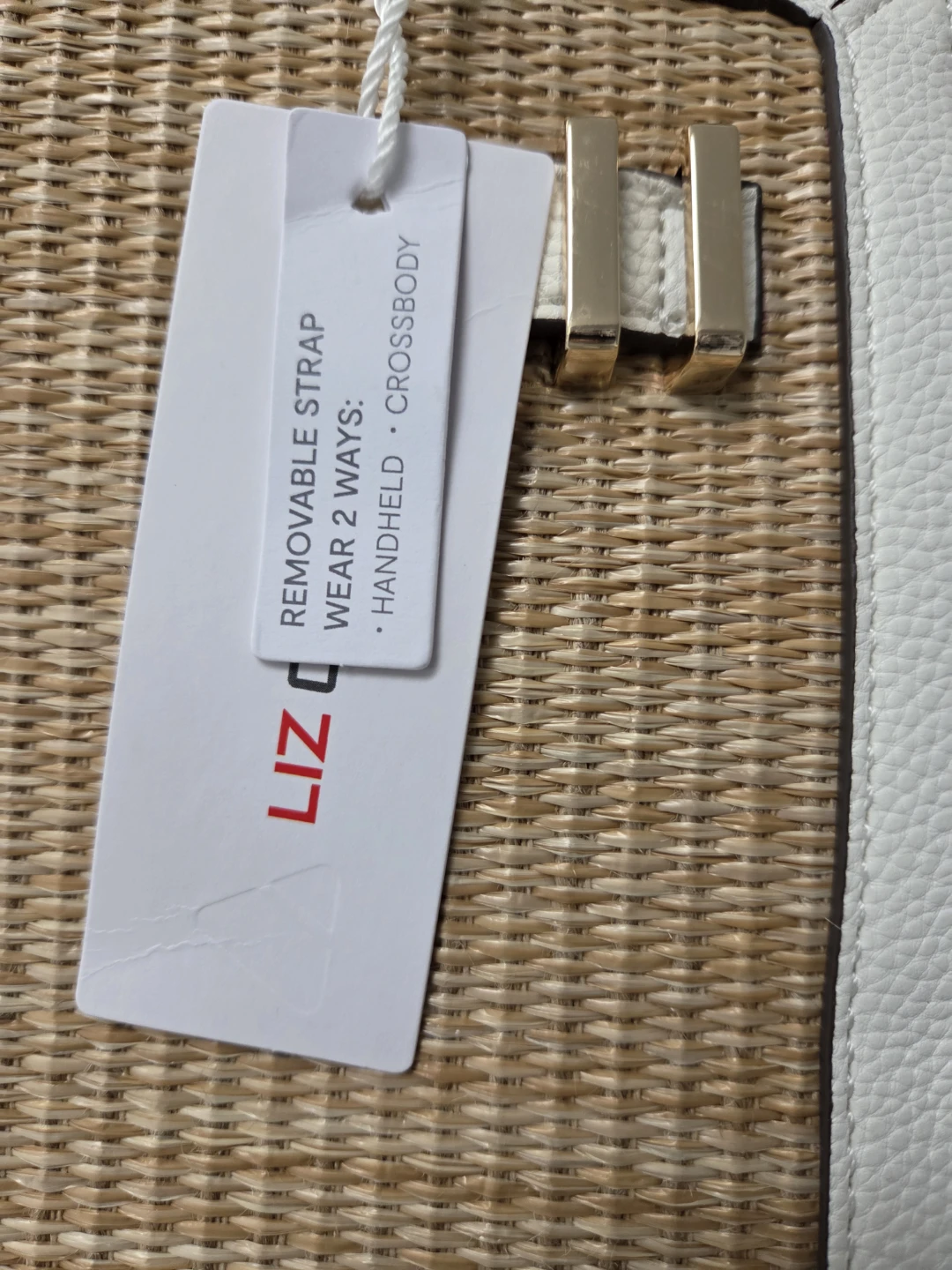 Liz Claiborne Woven Straw Tote Bag with White Trim - photo 4