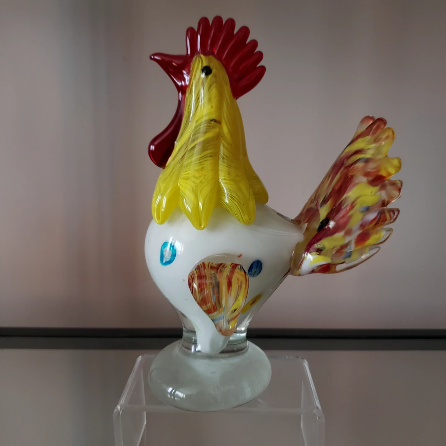 Murano Style Art Glass Rooster Figurine
