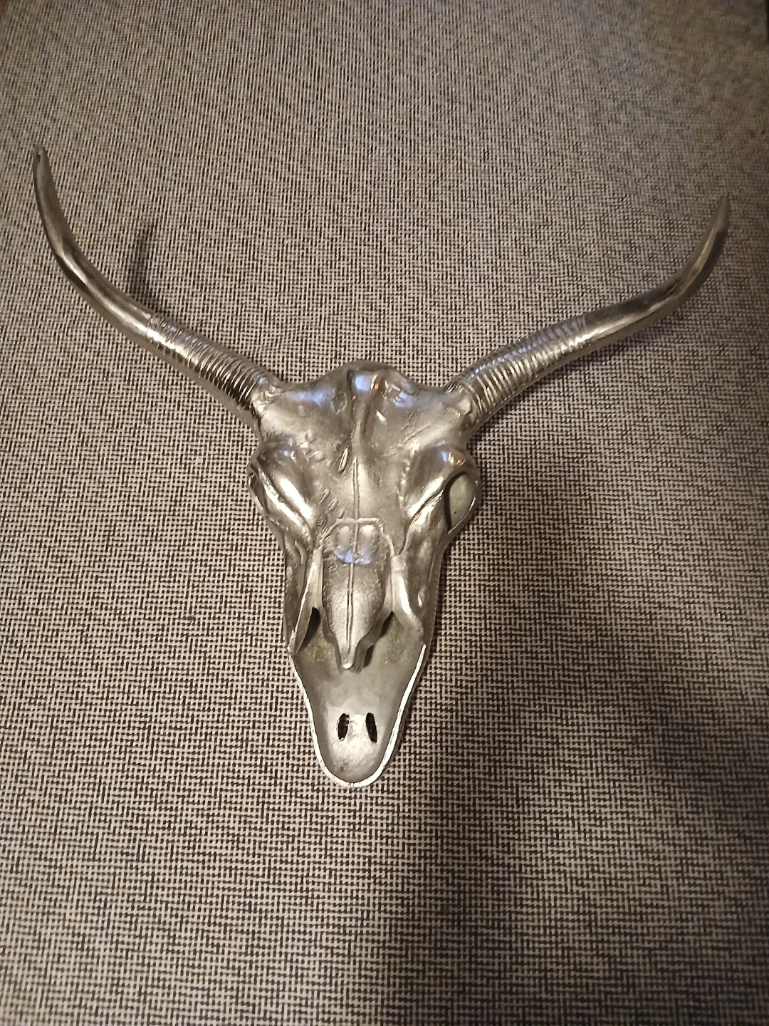 Silver Bull Skull Wall Decor