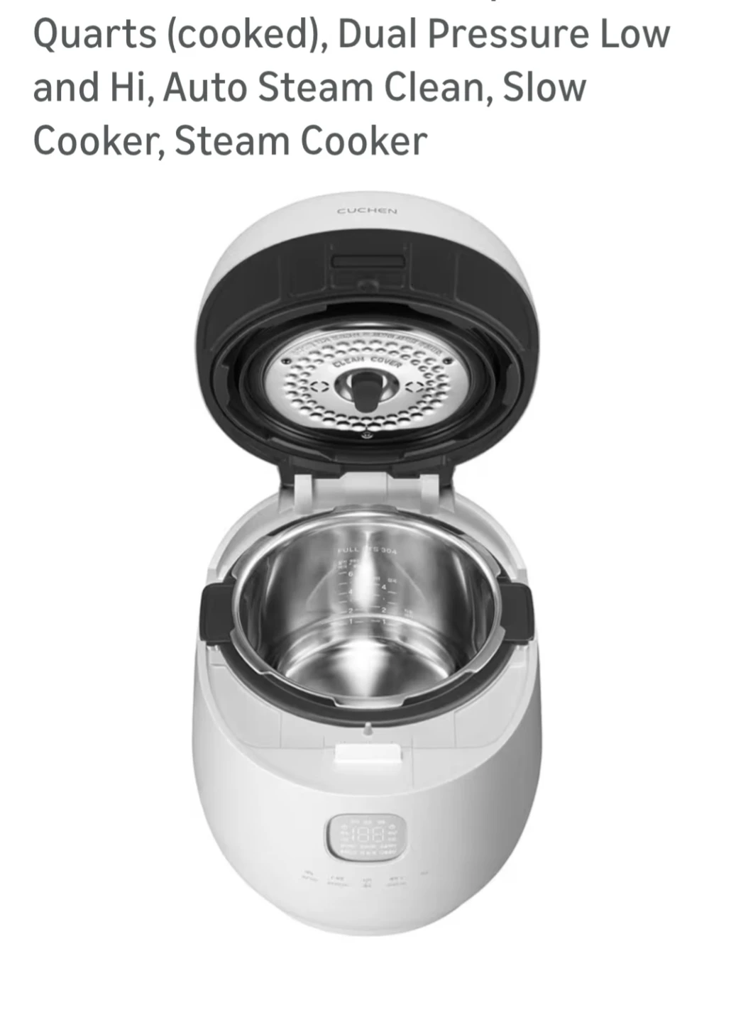 Cuchen CRH-TWS1010PWUS 10-Cup Rice Cooker - photo 2