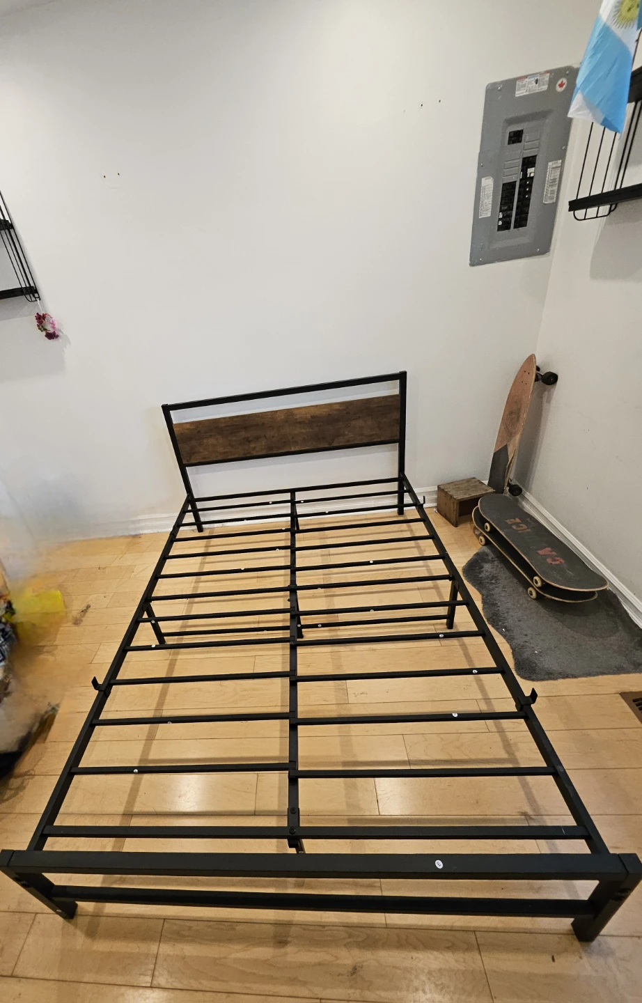 Metal Bed Frame with Wood Headboard - Double/Full - photo 3
