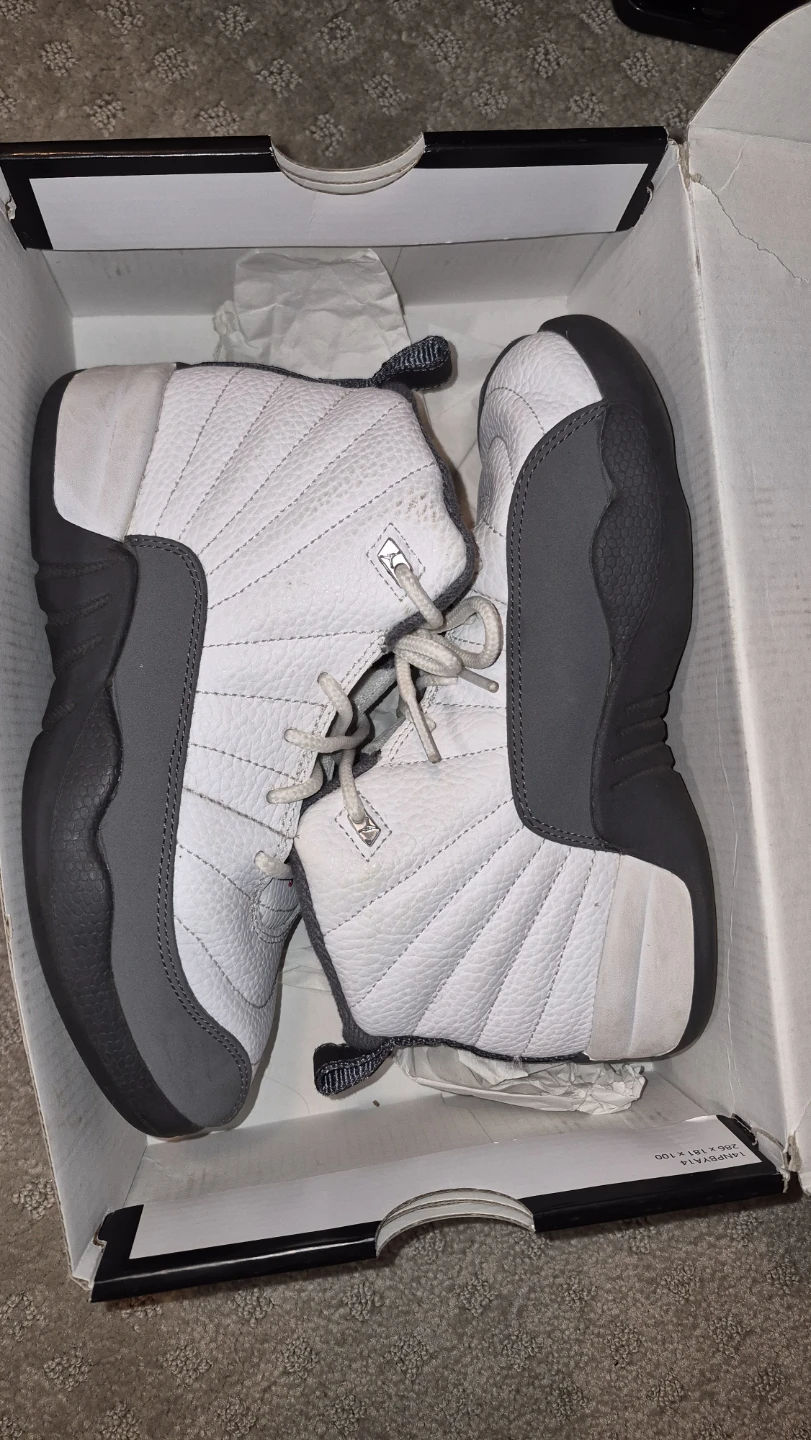 Air Jordan 12 Retro White Dark Grey Toddler Shoes