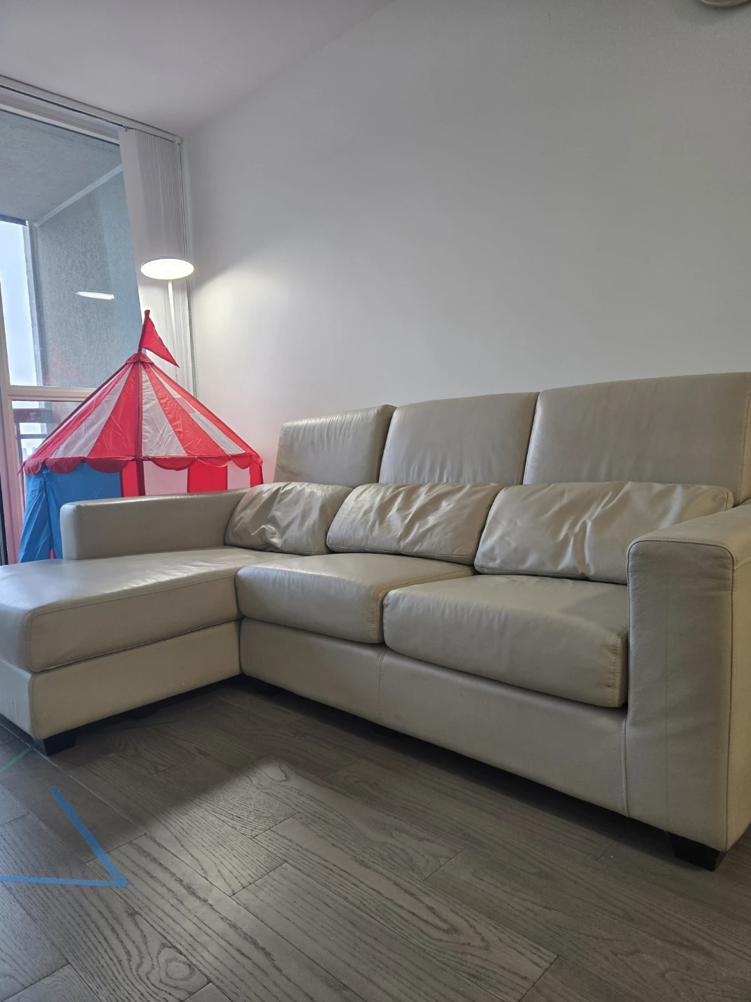 Beige Leather Sectional Sofa