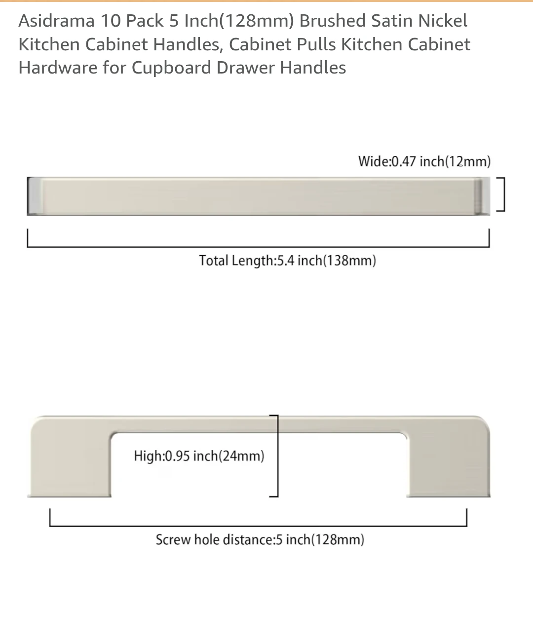 AsidRama 5" Brushed Satin Nickel Cabinet Handles (Total 20 pcs) - photo 2