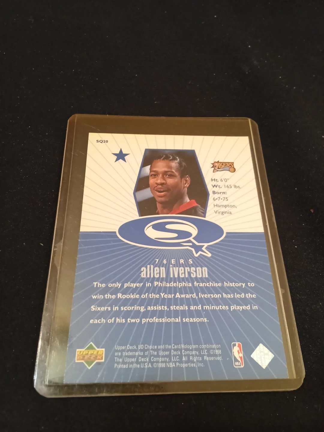 1998 Upper Deck Choice Allen Iverson Basketball Card - photo 2