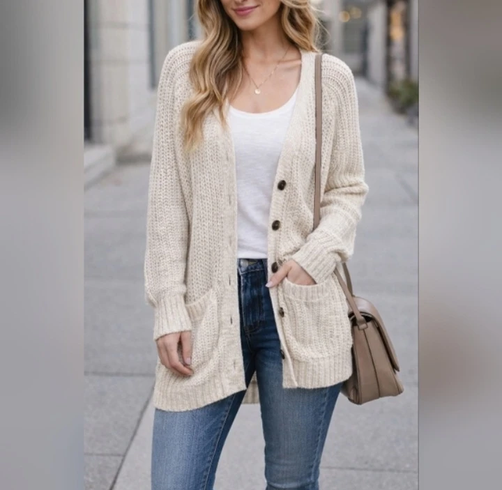 Bluenotes Cream Knit Cardigan - Size S