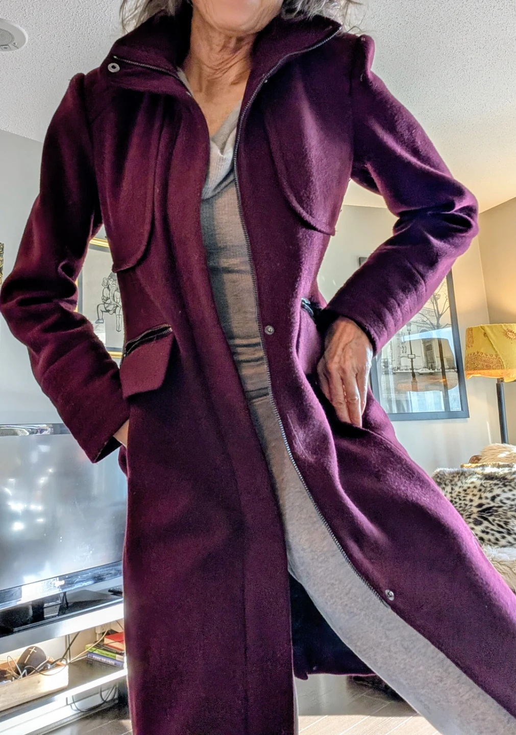 🥕Karl Lagerfeld Plum Wool Blend Coat XS/TP - photo 2